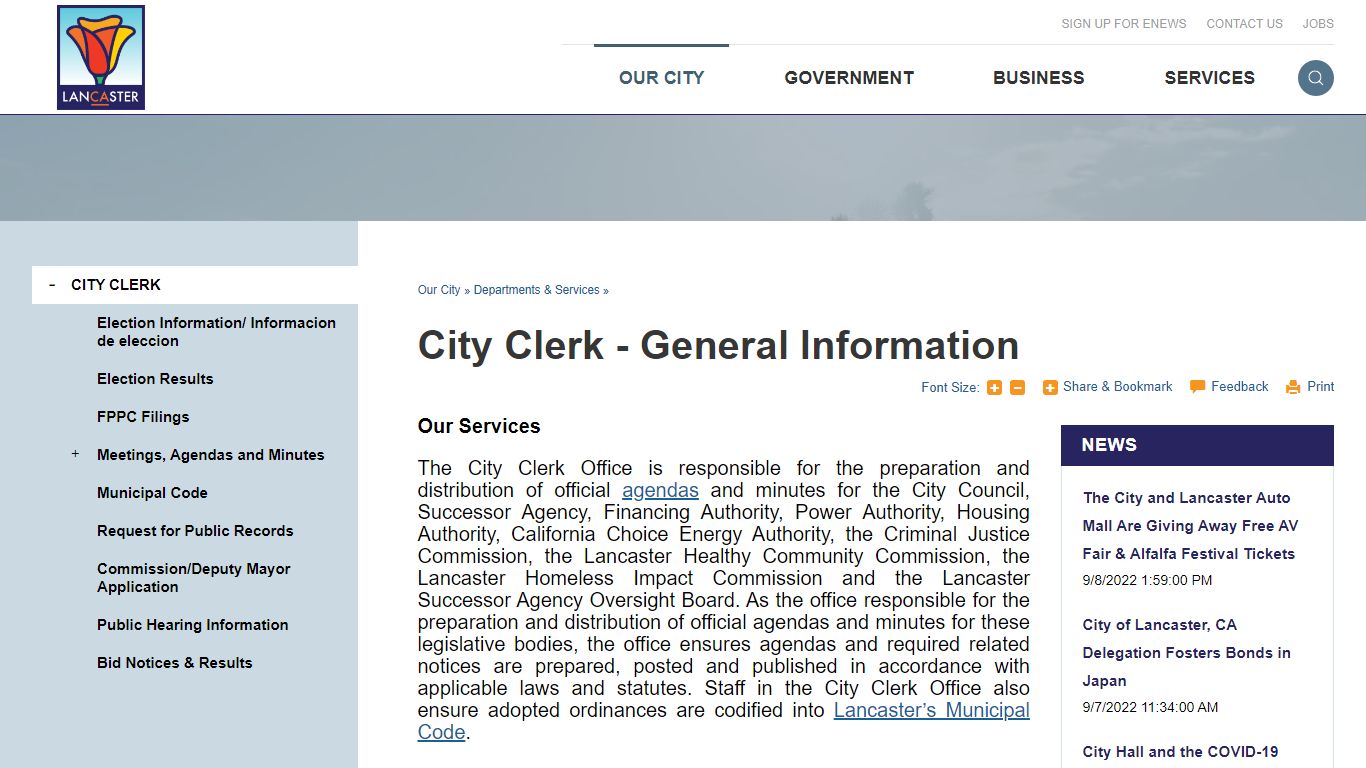 City Clerk - General Information | City of Lancaster